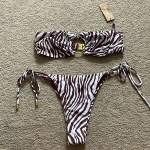 NWT NastyGal Brown Zebra Bikini